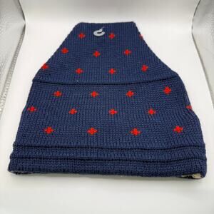 Vintage Wigwam Knitted Beanie Cap Womens Navy Blue Red